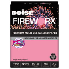 Boise® FIREWORX Colored Paper, 20lb, 8-1/2 x 11, Cherry Charge, 500 Sheets/Ream