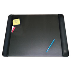 Artistic® Executive Desk Pad with Antimicrobial Protection, Leather-Like Side Panels, 24 x 19, Black