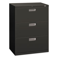 HON® Brigade 600 Series Lateral File, 3 Legal/Letter-Size File Drawers, Charcoal, 30" x 18" x 39.13"