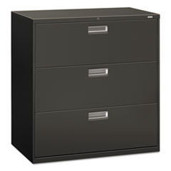 HON® Brigade 600 Series Lateral File, 3 Legal/Letter-Size File Drawers, Charcoal, 42" x 18" x 39.13"