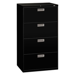 HON® Brigade 600 Series Lateral File, 4 Legal/Letter-Size File Drawers, Black, 30" x 18" x 52.5"