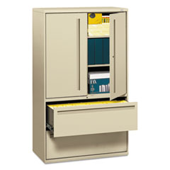 HON® Brigade 700 Series Lateral File, Three-Shelf Enclosed Storage, 2 Legal/Letter-Size File Drawers, Putty, 42" x 18" x 64.25"