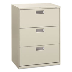 HON® Brigade 600 Series Lateral File, 3 Legal/Letter-Size File Drawers, Light Gray, 30" x 18" x 39.13"