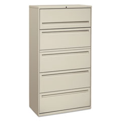 HON® Brigade 700 Series Lateral File, 4 Legal/Letter-Size File Drawers, 1 File Shelf, 1 Post Shelf, Light Gray, 36" x 18" x 64.25"