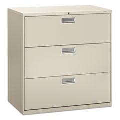 HON® Brigade 600 Series Lateral File, 3 Legal/Letter-Size File Drawers, Light Gray, 42" x 18" x 39.13"