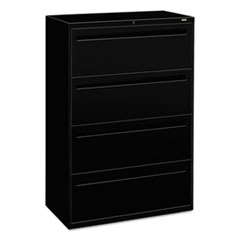 HON® Brigade 700 Series Lateral File, 4 Legal/Letter-Size File Drawers, Black, 36" x 18" x 52.5"