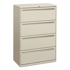 HON® Brigade 700 Series Lateral File, 4 Legal/Letter-Size File Drawers, Light Gray, 36" x 18" x 52.5"