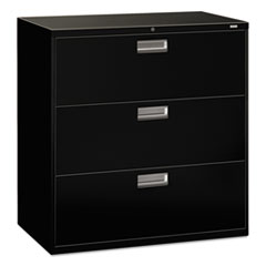 HON® Brigade 600 Series Lateral File, 3 Legal/Letter-Size File Drawers, Black, 42" x 18" x 39.13"