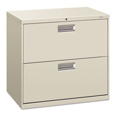 HON® Brigade 600 Series Lateral File, 2 Legal/Letter-Size File Drawers, Light Gray, 30" x 18" x 28"