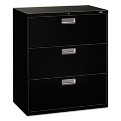 HON® Brigade 600 Series Lateral File, 3 Legal/Letter-Size File Drawers, Black, 36" x 18" x 39.13"