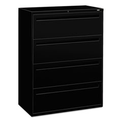 HON® Brigade 700 Series Lateral File, 4 Legal/Letter-Size File Drawers, Black, 42" x 18" x 52.5"