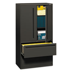 HON® Brigade 700 Series Lateral File, Three-Shelf Enclosed Storage, 2 Legal/Letter-Size File Drawers, Charcoal, 36" x 18" x 64.25"