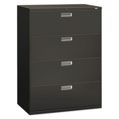 HON® Brigade 600 Series Lateral File, 4 Legal/Letter-Size File Drawers, Charcoal, 42" x 18" x 52.5"