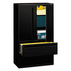 HON® Brigade 700 Series Lateral File, Three-Shelf Enclosed Storage, 2 Legal/Letter-Size File Drawers, Black, 42" x 18" x 64.25"
