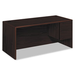 HON® 10700 Series "L" Workstation Desk with Three-Quarter Height Pedestal on Right, 66" x 30" x 29.5", Mahogany