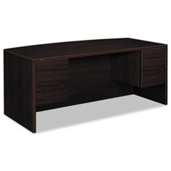 HON® 10500 Series Bow Front Desk, 3/4-Height Dbl Peds, 72 x 36 x 29-1/2, Mahogany