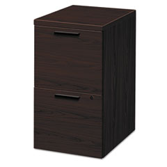 HON® 10500 Series Mobile Pedestal File, Left or Right, 2 Legal/Letter-Size File Drawers, Mahogany, 15.75" x 22.75" x 28"