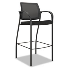 HON® Ignition Series Mesh Back Cafe Height Stool, Black Fabric Upholstery