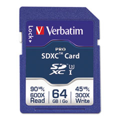 Verbatim® SDXC Memory Card, Class 10 UHS-1, 64GB, 600X Transfer Speed