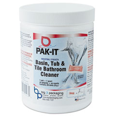 PAK-IT® Basin, Tub and Tile Cleaner, Ocean, 4 oz Packets, 20/Jar, 12 Jar/Carton