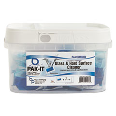 PAK-IT® Glass and Hard-Surface Cleaner, Pleasant Scent, 100 PAK-ITs/Tub, 8 Tubs/Carton