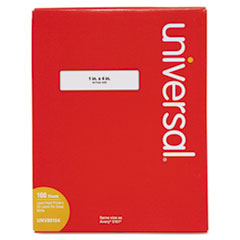 Universal® White Labels, Inkjet/Laser Printers, 1 x 4, White, 20/Sheet, 100 Sheets/Box