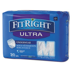Medline FitRight Ultra Protective Underwear, Medium, 28" to 40" Waist, 20/Pack
