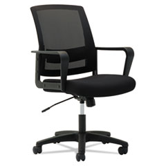 OIF Mesh Mid-Back Chair, Fixed Loop Arms, Black