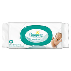 Pampers® Sensitive Baby Wipes, White, Unscented, 6 4/5 x 7, 36/Pack, 12 Pack/Carton