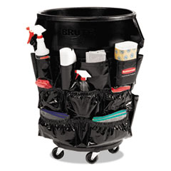 Rubbermaid® Commercial Brute Caddy Bag, 12 Compartments, Black, 6/Carton