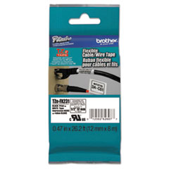 TZe Flexible Tape Cartridge for P-Touch Labelers, 0.47" x 26.2 ft, Black on White