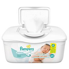Pampers® Sensitive Baby Wipes, White, Unscented, 6 4/5 x 7, 36/Pack