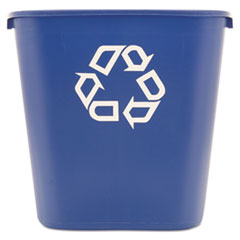 Rubbermaid® Commercial Medium Deskside Recycling Container, Rectangular, Plastic, 28.13 qt, Blue