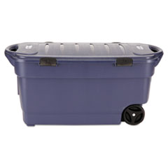 Rubbermaid® Roughneck Wheeled Storage Box, 45gal, Dark Indigo Metallic