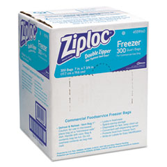 Ziploc® Double Zipper Freezer Bags, 1qt, 2.7mil, 7 x 7 3/4, Clear w/Label, 300/Carton