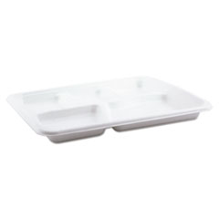 Pactiv Molded Fiber Food Tray, White, 10 1/2x8 1/2, 5-Compartment, 125/Pack, 4 Pk/Ctn