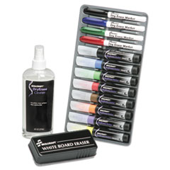7520013656126, SKILCRAFT 12-Marker Dry Erase System, Assorted Tip Sizes/Types, Assorted Colors, 12/Kit