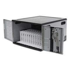 Ergotron® Zip12 Desktop Charging Cabinet for 8-12 Devices, 22 x 24.5 x 14, Black/Silver