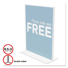deflecto® Classic Image Stand-Up Double-Sided Sign Holder, Plastic, 8 1/2x11 Insert, Clear