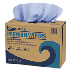 Boardwalk® Hydrospun Wipers, 9 x 16.75, Blue, 100 Wipes/Box, 10 Boxes/Carton
