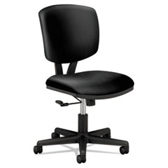 HON® Volt Series Leather Task Chair, Supports Up to 250 lb, 18" to 22.25" Seat Height, Black