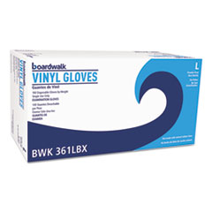 Boardwalk® Exam Vinyl Gloves, Clear, Large, 3 3/5 mil, 100/Box, 10 Boxes/Carton