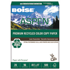 Boise® ASPEN Premium Recycled Paper, 96 Bright, 28lb, Letter, White, 500 Sheets