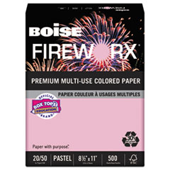 Boise® FIREWORX Colored Paper, 20lb, 8-1/2 x 11, Powder Pink, 500 Sheets/Ream
