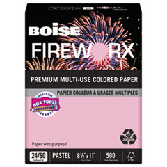 Boise® FIREWORX Colored Paper, 24lb, 8-1/2 x 11, Powder Pink, 500 Sheets/Ream