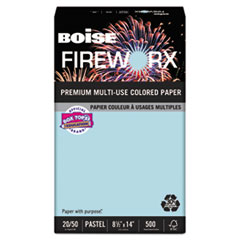Boise® FIREWORX Colored Paper, 20lb, 8-1/2 x 14, Bottle Rocket Blue, 500 Sheets/Ream