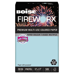 Boise® FIREWORX Colored Paper, 20lb, 11 x 17, Bottle Rocket Blue, 500 Sheets/Ream
