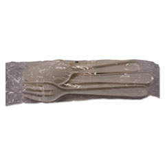 GEN Heavyweight Cutlery, Fork/Knife/Teaspoon/Salt/Pepper/Napkin, Polypropylene Plastic, White, 250/Carton