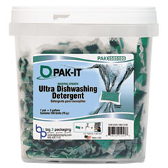 PAK-IT® Ultra Dish Detergent, Lemon Scent, 100 Paks/Tub, 4 Tubs/Carton