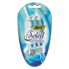 BIC® Soleil Bella Disposable Women’s Razor, 4 Blades, Blue/Green, 3/Pack